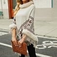thumbnail image 6 of RYDCOT Womens Ponchos Sweater Versatile Knitted Pullover Shawl Turtleneck Wrap Tassels Fringe Scarf Cape Christmas Gifts for Woman Sale, 6 of 6