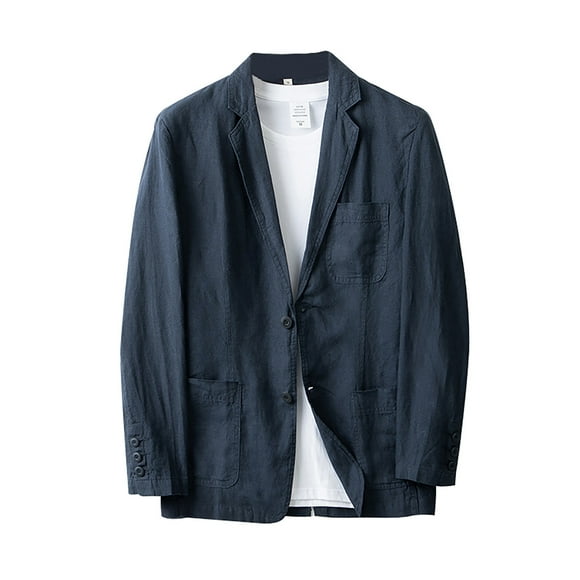 toraway Mens Blazers Regular Fit Autumn Men's Casual Slim Fit Linen Jacket Lightweight 2 Button Sport Coat Jacket Casual Business Suits Wedding Party Homecoming Suits for Men XXL