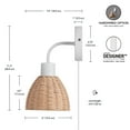 thumbnail image 4 of Globe Electric Briar 1-Light Matte White Plug-in or Hardwire Indoor Wall Sconce with Rattan Shade, 4 of 9