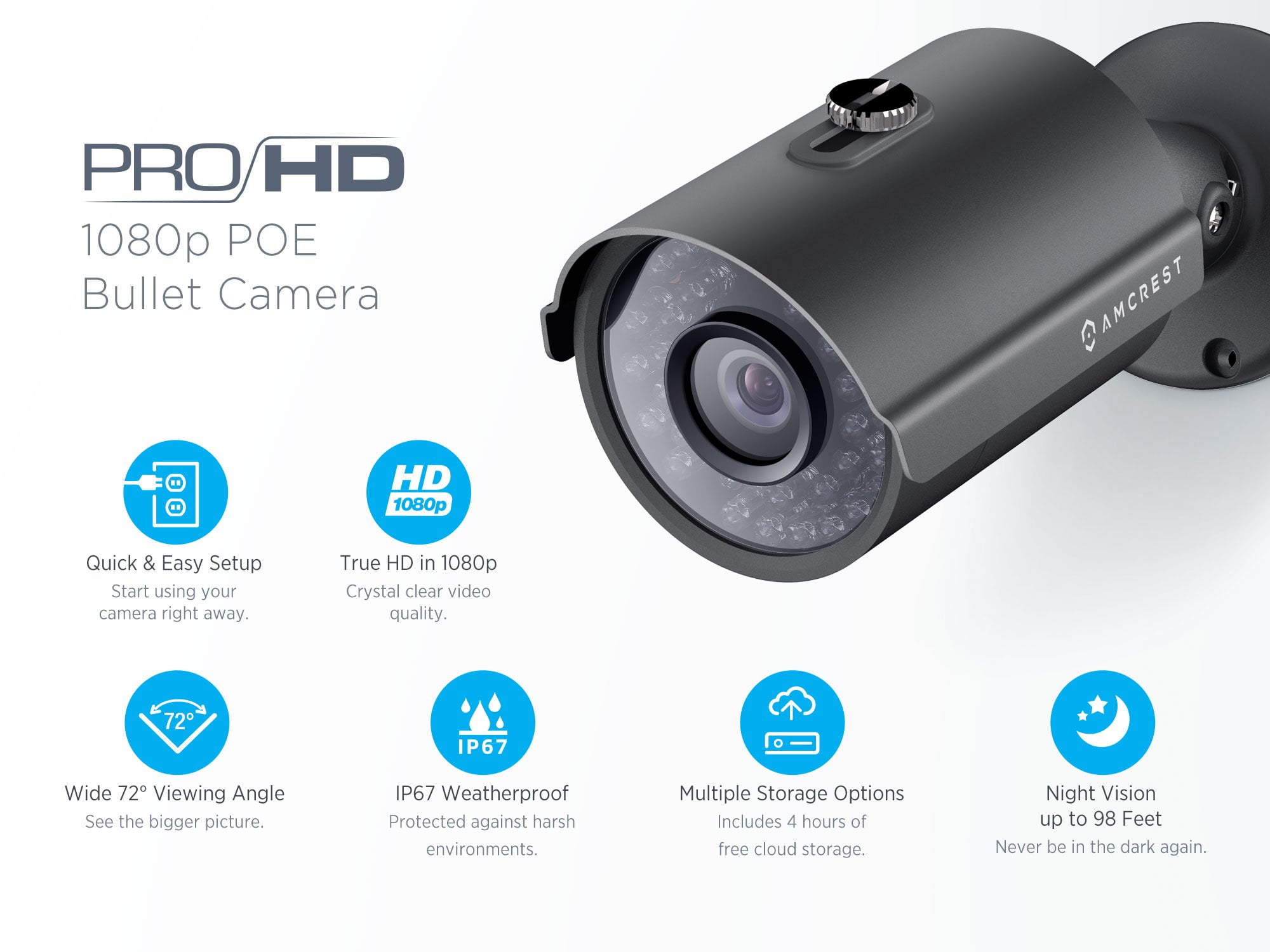 Amcrest IP2M-842EB 2.0MP 1080p Outdoor Bullet PoE IP