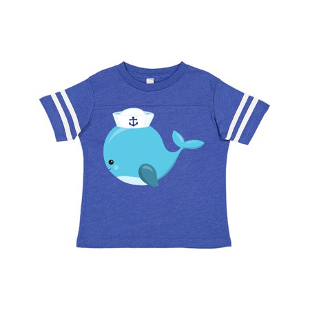 

Inktastic Blue Whale Sailor Whale Whale With Sailor Hat Gift Toddler Boy Girl T-Shirt