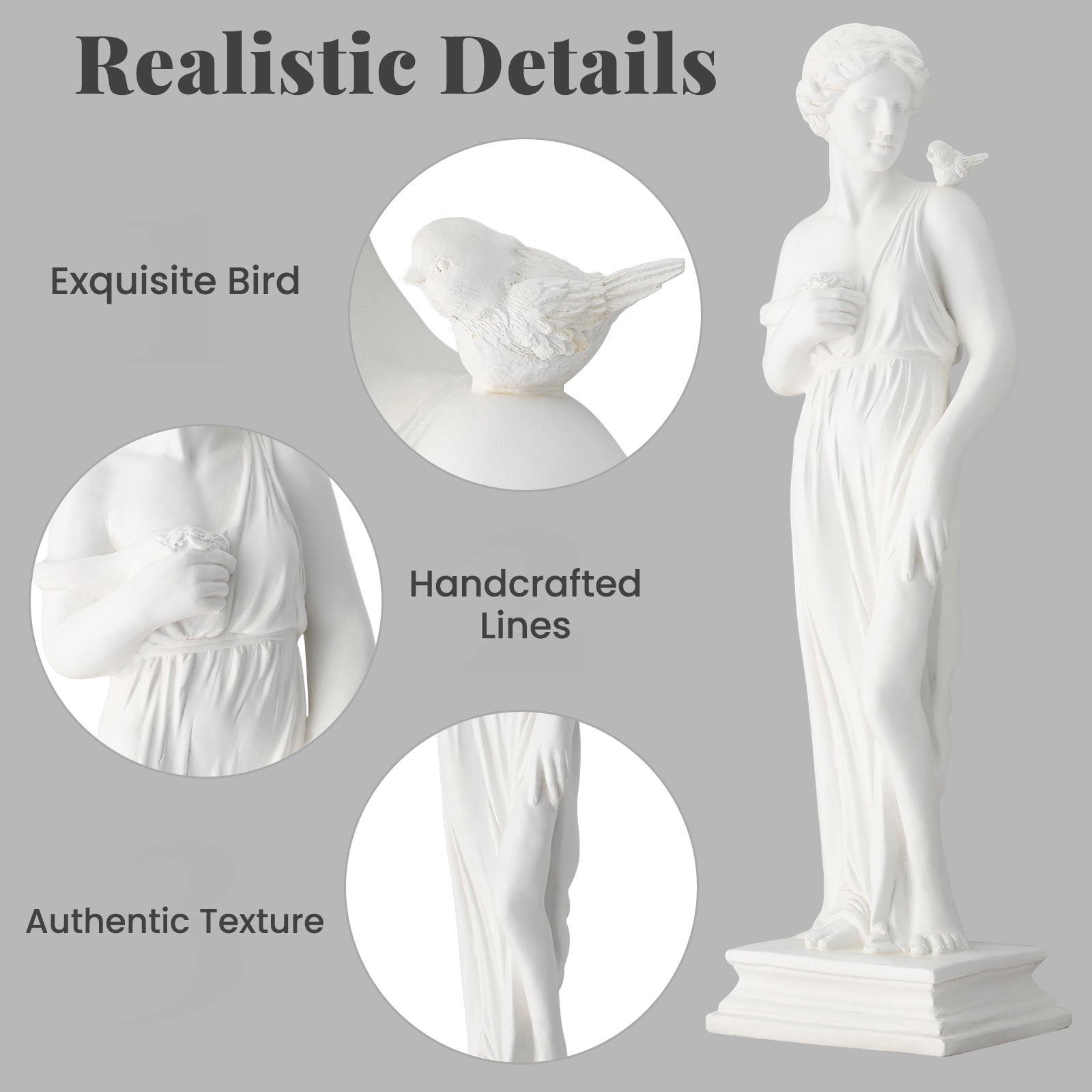 Erommy Outdoor Garden Statue, 31.5-Inch Greek Nymph Sculpture in Roman Style, Elegant Goddess Figurine for Patio, Yard, Lawn & Porch Decor Ivory