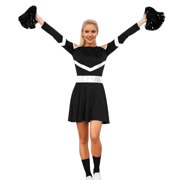 SJLDQY Carnival Women Cheerleader Dress Up Fashion Striped Dress Outfits Party Stage Performance Clothes Set