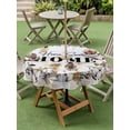 thumbnail image 3 of Outdoor Tablecloth with Umbrella Hole and Zipper, Home Sweet Round Table Cloth 60 Inch Waterproof Tablecloth, Wreath Botanical Farmhouse Plants Gradient Brown Picnic Table Cover for Patio Camping, 3 of 7
