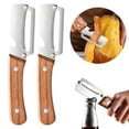 thumbnail image 2 of 2-in-1 Vegetable Peeler, 2 Piece Stainless Steel Peeler Set, Premium Wooden Handle Peeler with Built-In Bottle Opener, Multi-Purpose Fruit and Vegetable Peeler, Suitable for Various Produce, 2 of 7