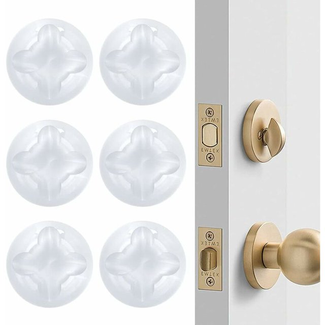 Bouchon de Poignée de Porte de Mur le Plus Fort, Triomphe 6 Pièces Bouton de Porte en Caoutchouc Transparent Tampon Protecteur de Mur Silencieux Protecteur de Poignée de Mur