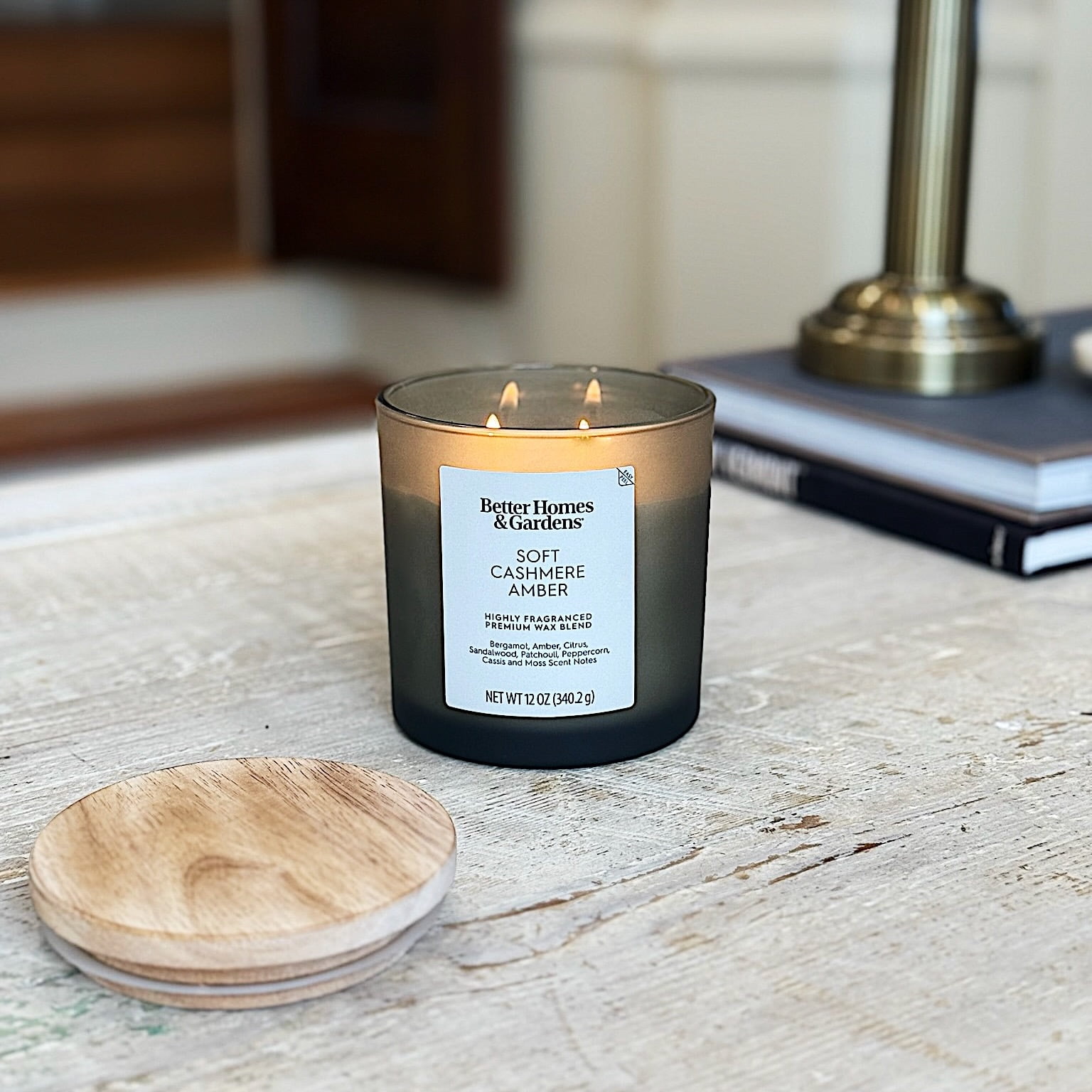 Better Homes and Gardens Soft Cashmere Amber Scented 2-Wick Frosted Jar Candle 12oz.
