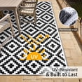 thumbnail image 4 of Smiry Outdoor Rug 5x8, Waterproof Reversible Plastic Outdoor Mat, Indoor Outdoor Rugs for Patio, RV, Deck, Porch, Black & White, 4 of 7