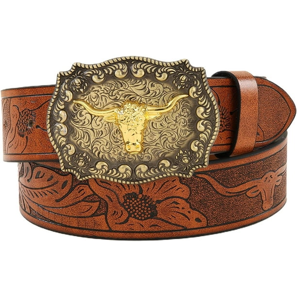 Saydy Men s Vintage Western Big Buckle Belt