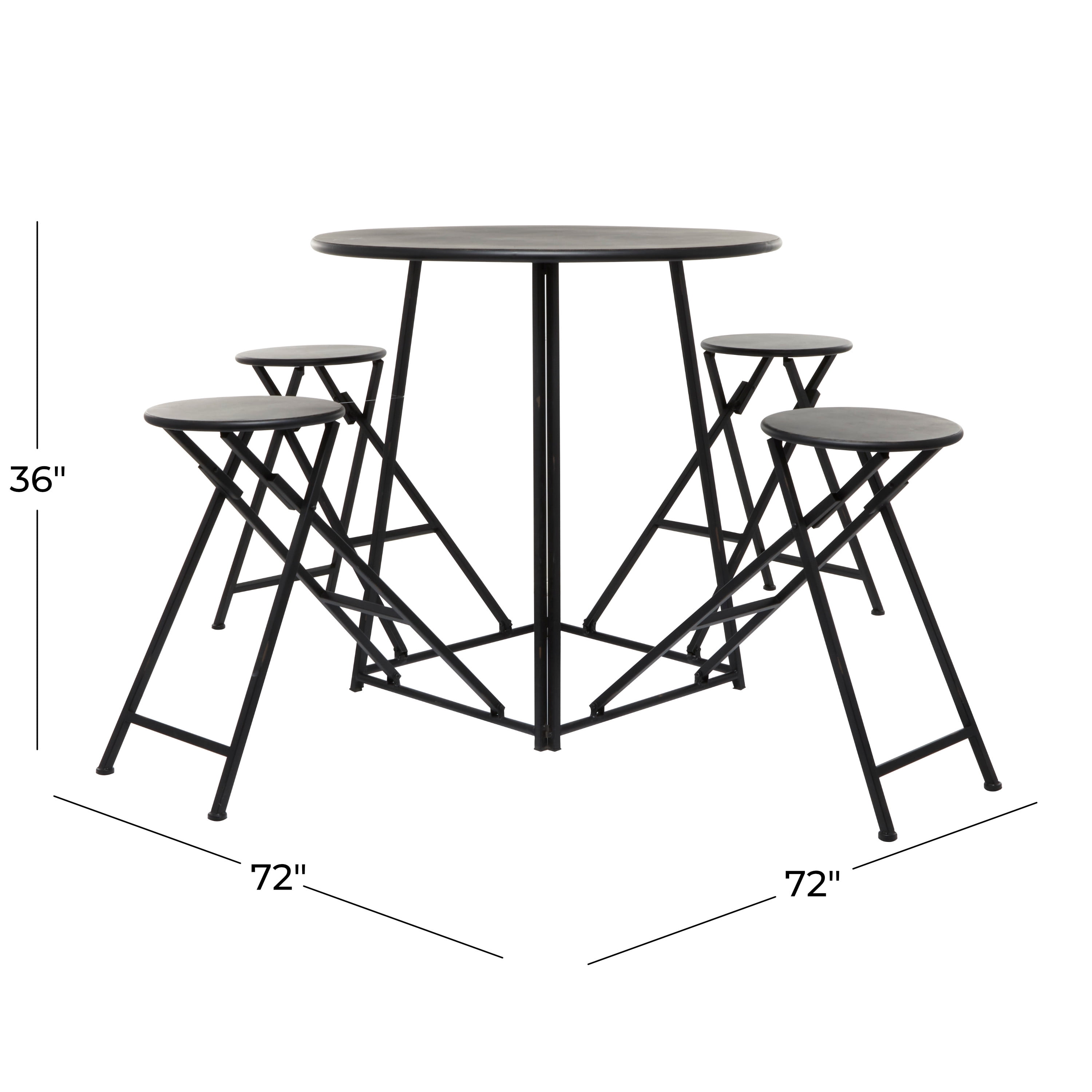 DecMode Metal Rustic Dining Table, Black, 72"W, 36"H