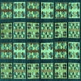thumbnail image 1 of Ahgly Company Machine Washable Indoor Square Abstract Turquoise Blue Modern Area Rugs, 7' Square, 1 of 4