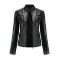 thumbnail image 5 of Miluxas Women's Faux Leather Classic Asymmetrical Motorcycle Jacket (Standard & Plus Sizes) Black 14(XXXL), 5 of 6