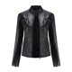 thumbnail image 5 of Chaquetas y abrigos de piel sintética de manga larga sin capucha, chaqueta informal de piel para mujer con cuello alto, chaqueta ajustada de color liso para mujer, 5 of 6
