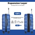 thumbnail image 4 of Historyli Go5H 3pcs Expandable Luggage Sets PC Lightweight Durable Suitcase With 2 Hooks Spinner Wheels TSA Lock (21in/25in/29in), 4 of 9
