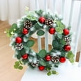 thumbnail image 4 of Couronne de Noël 1 Pce pour Porte d'Entrée, Nouvelle Couronne de Boules Rouges Pomme de Pin 2025, Décoration de Fenêtre d'Hôtel Suspendue, Accessoires d'Ambiance de Vacances pour Décorations de Fête, 4 of 6