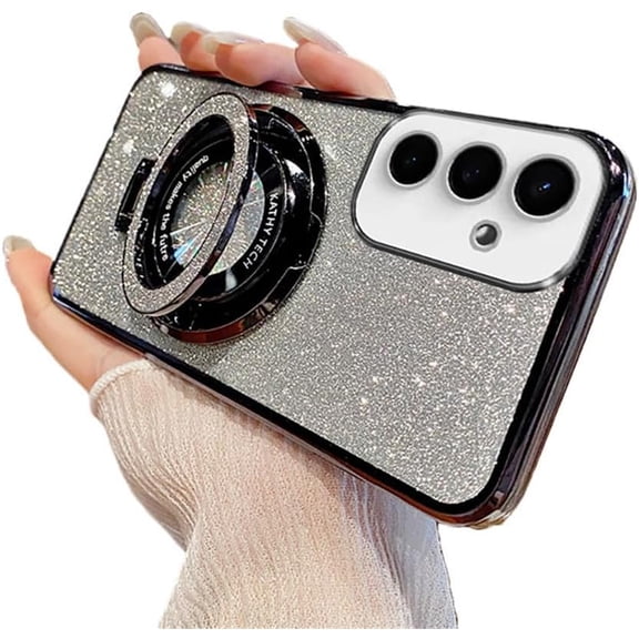Magnetic Case for Samsung Galaxy S24 Plus Case Glitter Sparkle with Kickstand Phone Case Slim Shiny Luxury Plating Shockproof Protective Women Girls Case for Samsung Galaxy S24 Plus Black YD