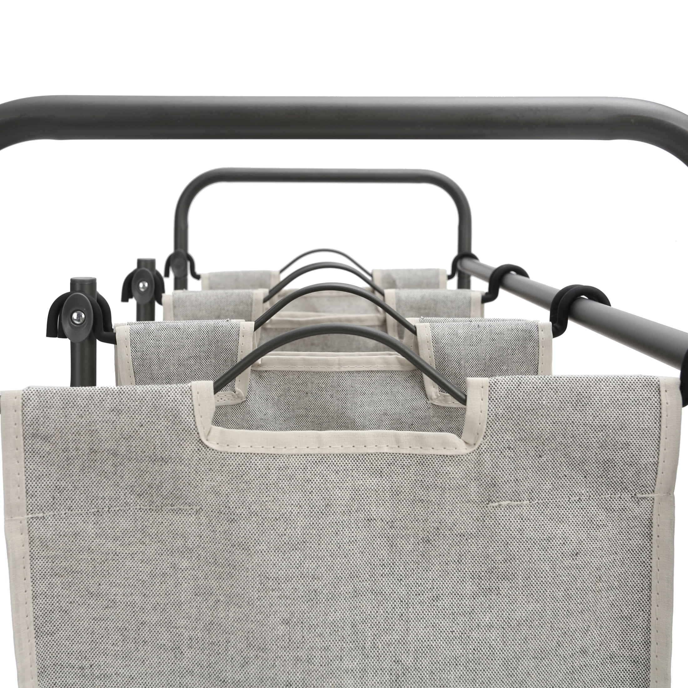 Better Homes & Gardens Laundry Sorter and Hamper, Metal Rolling Cart with 3 Removable Fabric Bins, Grey