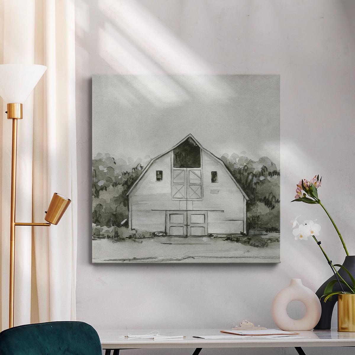Wexford Home Solemn Barn Sketch III-Premium Gallery Wrapped Canvas, 10" x 10" - Ready to Hang