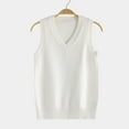 thumbnail image 3 of TTUHYWXI Women Knitted Cotton V-Neck Vest JK Uniform Pullover Sleeveless Sweater School Cardigan (White, XL), 3 of 3
