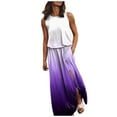 thumbnail image 1 of B91xZ Robes Décontractées Sans Manches pour Femmes Robe Longue Plissée à Nouer Col en V, Violet TTG, 1 of 5