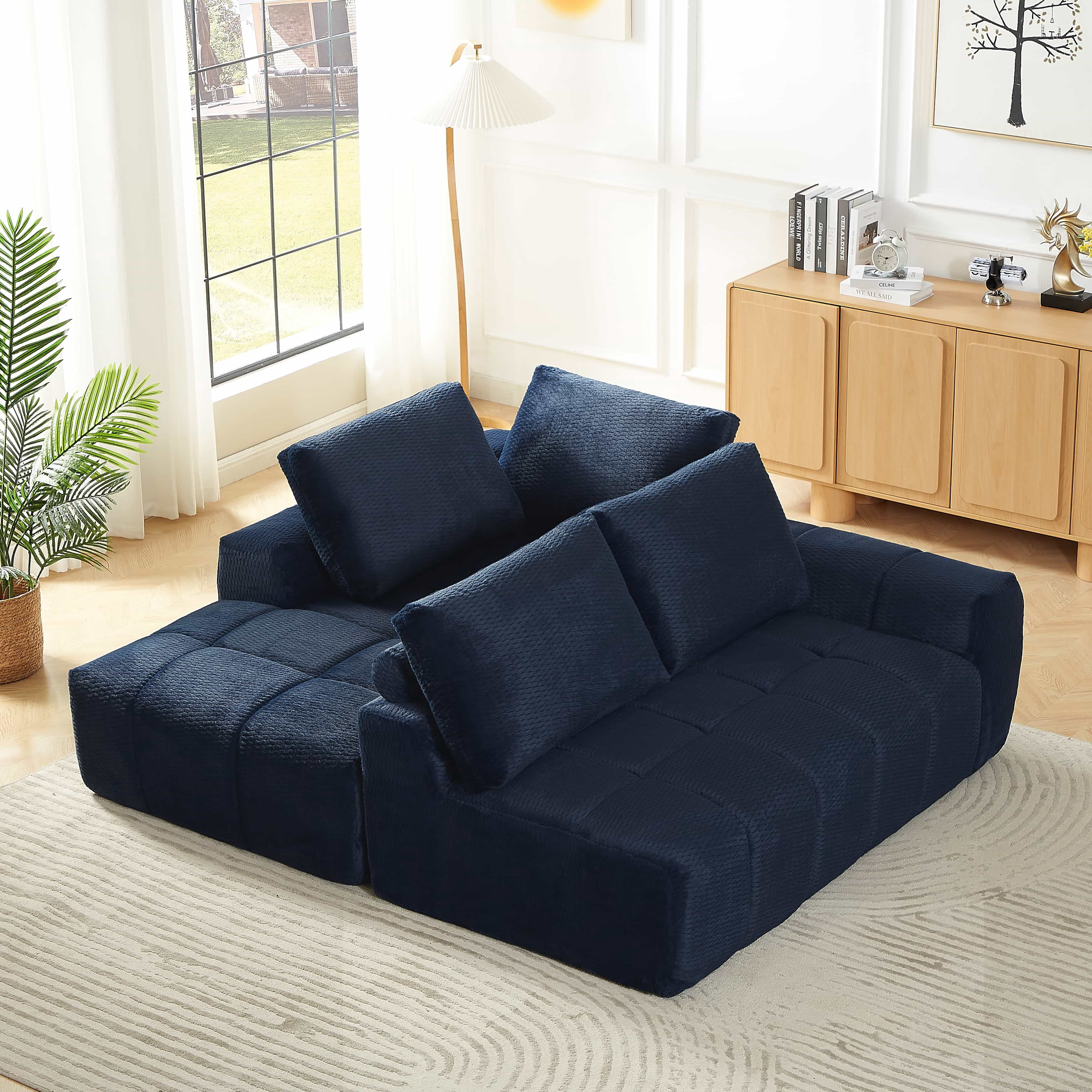 MAYEERTY Faux Fur L-Shape Oversized Sectional Sofa, Minimalist & Comfy Sleeper Couch for Living Room, 102×65" Gray