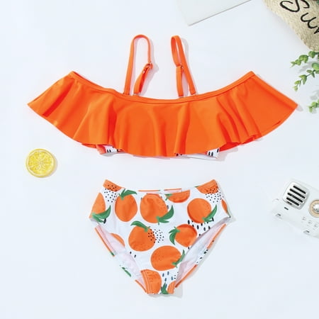

Cathalem Matching Christmas Pajamas for Family of 4 Girls Swimsuit Parent Child Tankinis Set Silk Matching Pajamas for Family Suit Orange 128