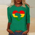 thumbnail image 2 of ibuvkizy Black History Month Shirts for Women 3/4 Length Sleeve Tops Ladies' Black Month Fashion Printed Round Neck 3/4 Sleeve T-shirt Loose Top,Green,XXXL, 2 of 4
