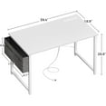 thumbnail image 3 of Computer Desk, 54 inch Office Desk with Storage Bag, Writing Work Desk with Charging Station Outlets Built-in for Home Office, Study, Large Legroom, Metal Frame, White, 3 of 14