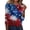 Blue #017, variant on 250th Anniversary USA Shirts for Women 3/4 Sleeve T Shirts Casual USA Flag Print Pullover 4th of July Celebration Party Tops Independence Day Patriotic Round Neck Blouses Yellow 2XL