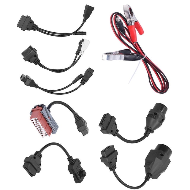 Kit complet de 8 câbles de diagnostic OBD pour voiture, cordon d'alimentation, adaptateur et convertisseur