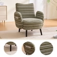 thumbnail image 4 of S-HOME Modern Style Armchair in Boucle Fabric with Side Storage Pocket and Solid Wood Legs for Living Room Office Reading Chair, Olive Green, 4 of 17