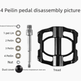 thumbnail image 4 of Pedal de bicicleta de montaña, cuatro pedales de rodamiento de aleación de aluminio Peilin, accesorios para bicicleta de carretera, 4 of 4