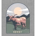thumbnail image 2 of Western Howdy Cow Crew Neck Long Sleeve Heather Gray Adult Tee
-Medium, 2 of 6