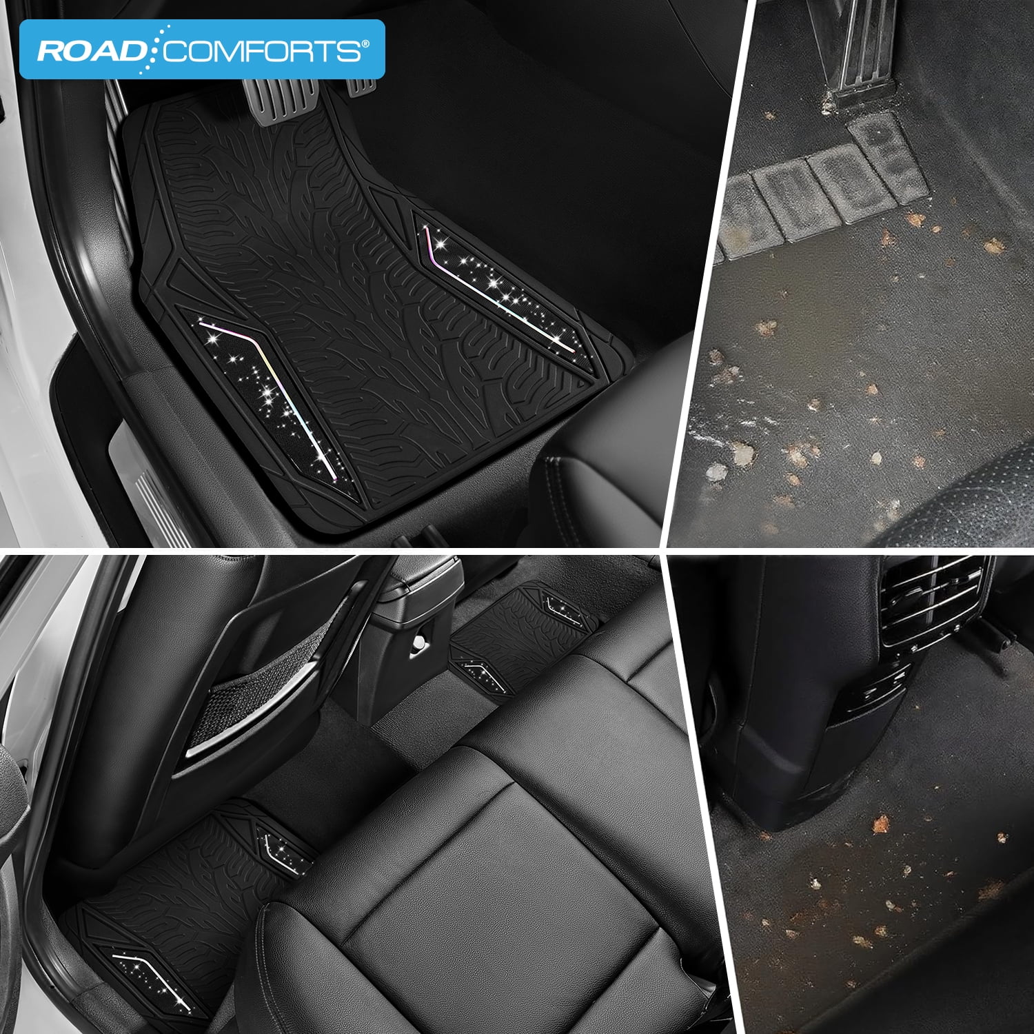 Road Comforts Hyper Pillar Car Floor Mat - All-Weather, Universal Fit for Most Cars Beige Hot Black