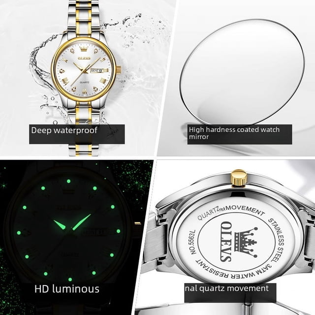 Reloj de cuarzo con diamantes de moda, resistente al agua, con luz nocturna, reloj de mujer moderno