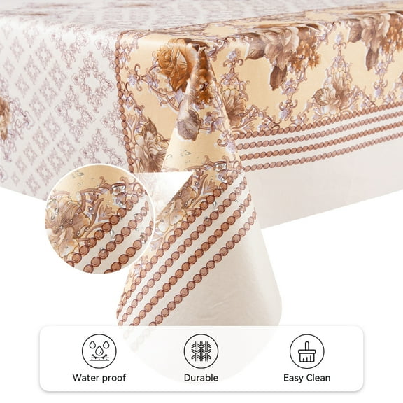 Ray Star Vinyl Tablecloth with Flannel Backing 60x84 Waterproof Oil-Proof, PVC Table Cloth Stain-Resistant Wipeable Rectangle Table Cover for Indoor and Outdoor