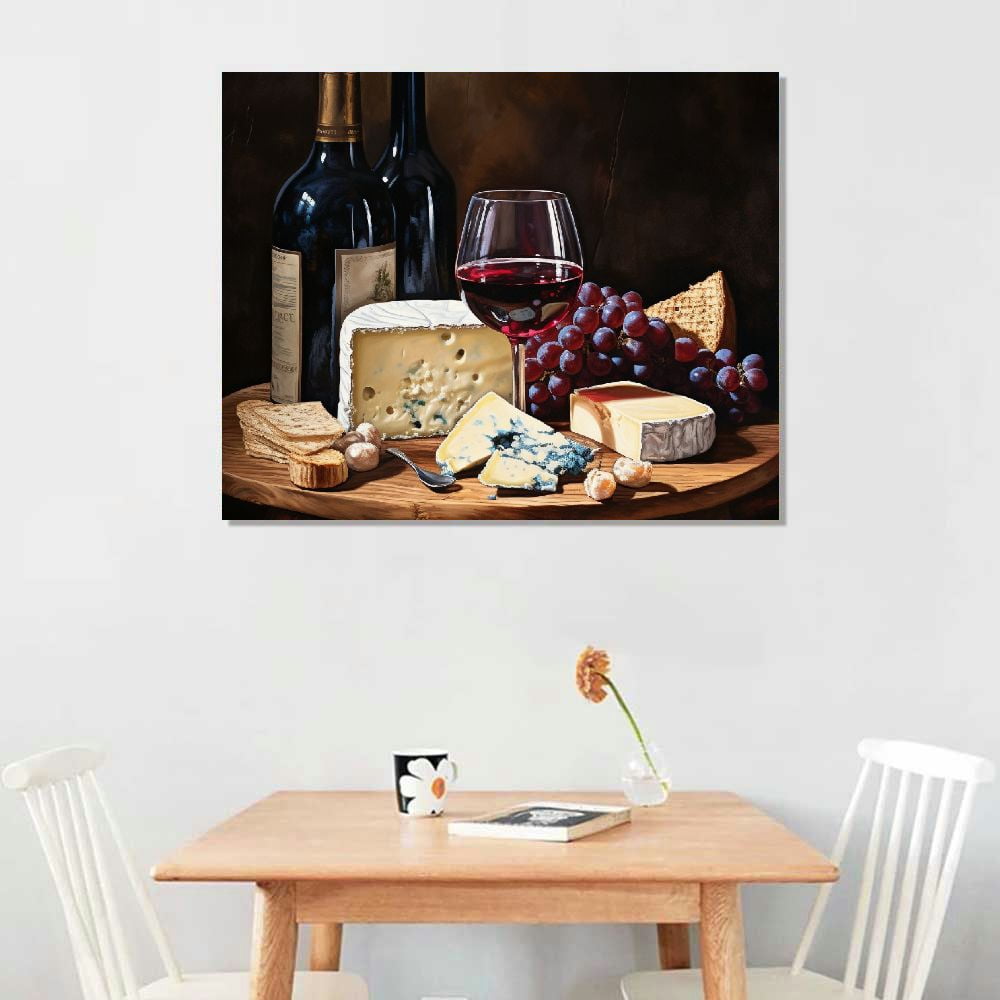 COMIO  Kitchen Canvas Wall Art Vintage Red Wine Bottle Print Picture for Dining Room and Bar Wall Decoration