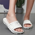thumbnail image 2 of Platform Slippers for Women Men Cushioning Nonslip Indoor Slides Open Toe Thick Soft Sole Summer Sandals Beach Shoes White Size 10, 2 of 7