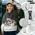 thumbnail image 6 of Chririnla 3D Cat Daisy Girls Quarter Zip Up Sweatshirt Half Zipper Pullover Sweatshirt Lightweight Comfy Casual Fall Winter Athletic Top Sportswear Size 13-14, 6 of 7