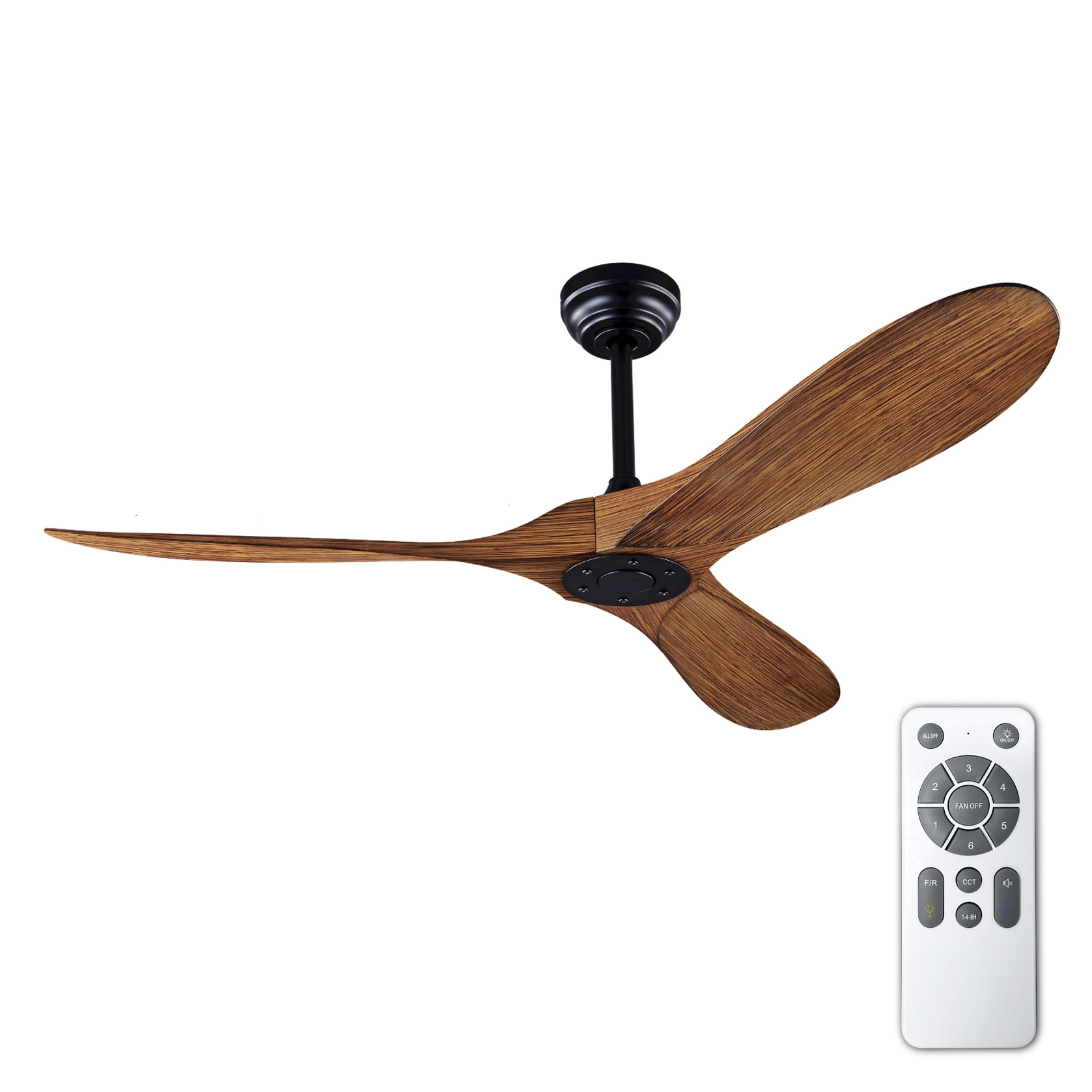 Mintazer 52 in Ceiling Fan with Lights and Remote, Modern Ceiling Fan with 6 Speed & 3 Blade for Farmhouse Bedroom Living Room Gazebo Patio, Brown