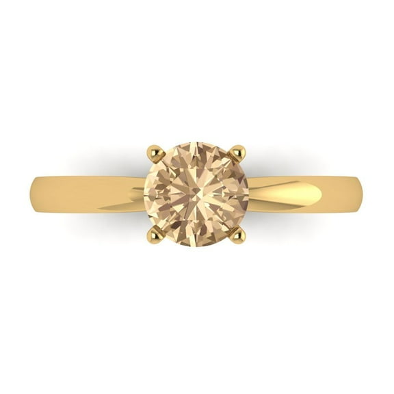 Solitaire Engagement Ring for Women - 1ct Yellow Moissanite in 18K Yellow Gold Promise Ring