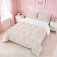 thumbnail image 3 of Erosebridal Line Art Bow Stripe Full Size Comforter Sets for Girls, Minimalist Girly Ditsy Print Bedding Comforter Set, Reversible 3 Pieces 1 Comforter and 2 Pillowcases, 3 of 6