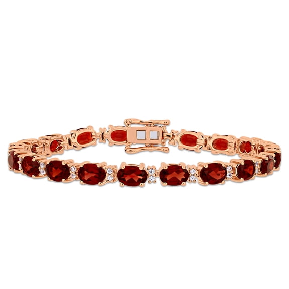 Everly Women's 19 5/8ct TGW Garnet & White Sapphire Rose Silver Tennis Bracelet