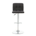 thumbnail image 3 of Powell Sherman 24-32" Indoor Adjustable Metal Swivel Bar Stool, Chrome/Brown Faux Leather, 3 of 15