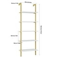thumbnail image 2 of Homfa Wall Mounted Iron Bookcase, 5 Tiers Ladder Shelves with Gold Frame, White Finish, 2 of 10