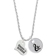 thumbnail image 1 of Delight Jewelry Silvertone Large Happy Birthday Heart Silvertone Script Initial Disc - & - Charm Necklace, 20"+3", 1 of 4