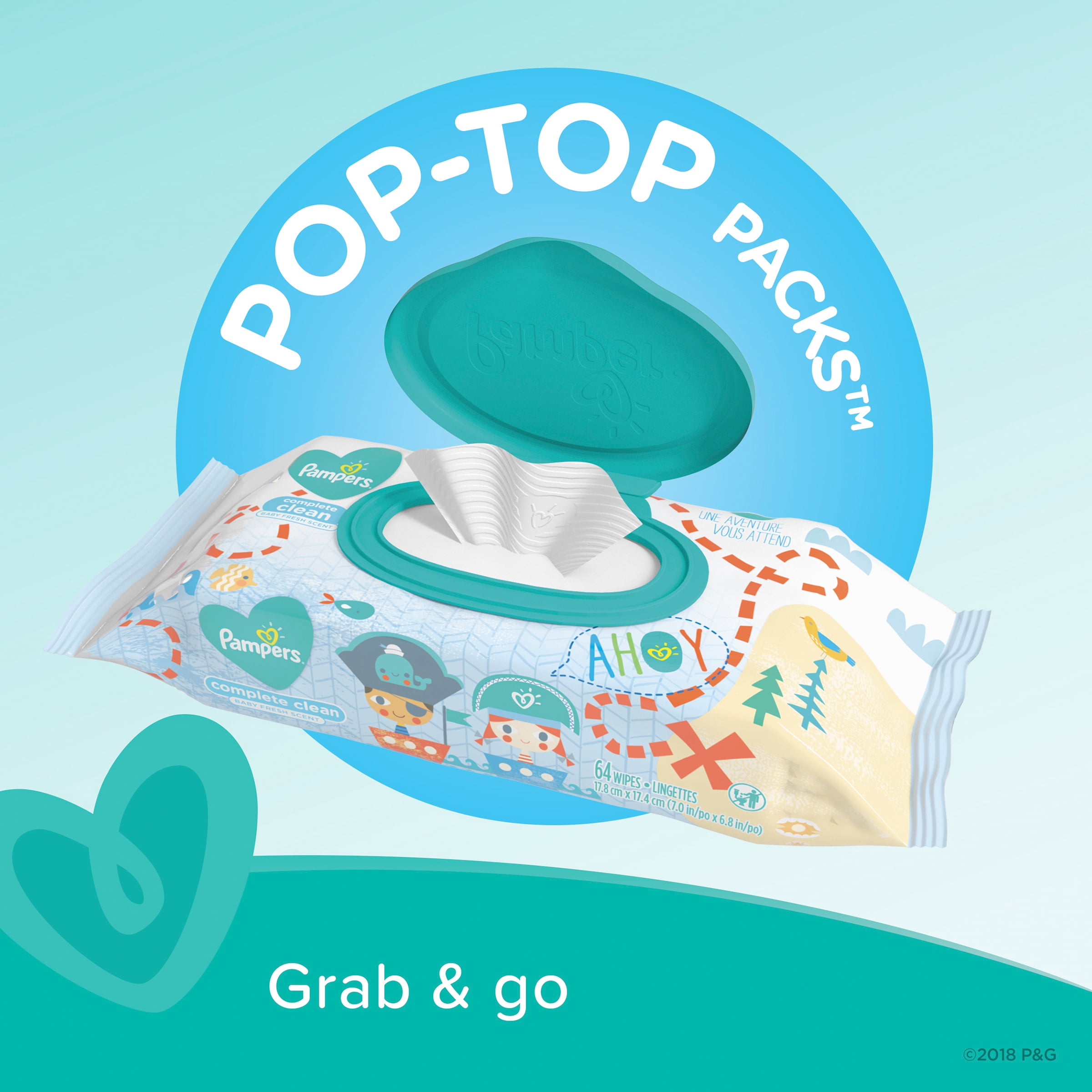 Pampers Baby Wipes, Complete Clean Scented, 7X Pop-Top Packs, 504 Count