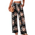 thumbnail image 2 of KLHDSF Women's Pants Elastic Waist Striped Lightweight Palazzo Pants for Women Casual Lounge Wide Leg Pants Pink L, 2 of 7
