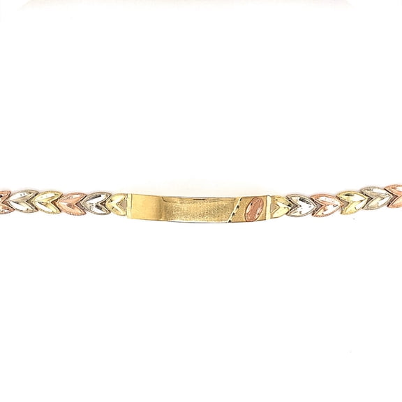 14k Tri Color Ladies ID Bracelet 7"