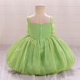 thumbnail image 5 of Moocorvic Baby Girls Sleeveless Dress, Summer Pure Color Off Shoulder Tulle Baptism Gown with Big Bow, Flower Girl Party Outfit 18-24 Months,Green, 5 of 9